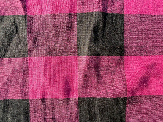 Pink Black Large Gingham Plaid Cotton Poplin “Ashlee"