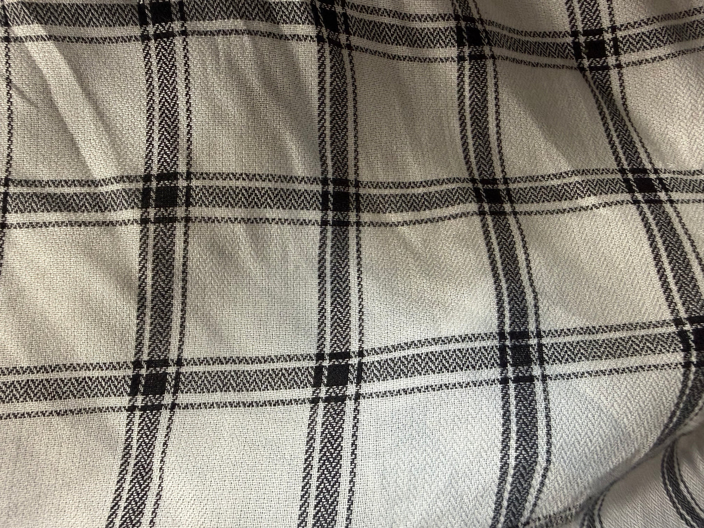White Black Plaid Rayon Challis Woven "Classic Taylor"