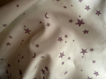 White Lavender Purple Star Print Cotton Spandex Denim Twill "Dream Jeans"