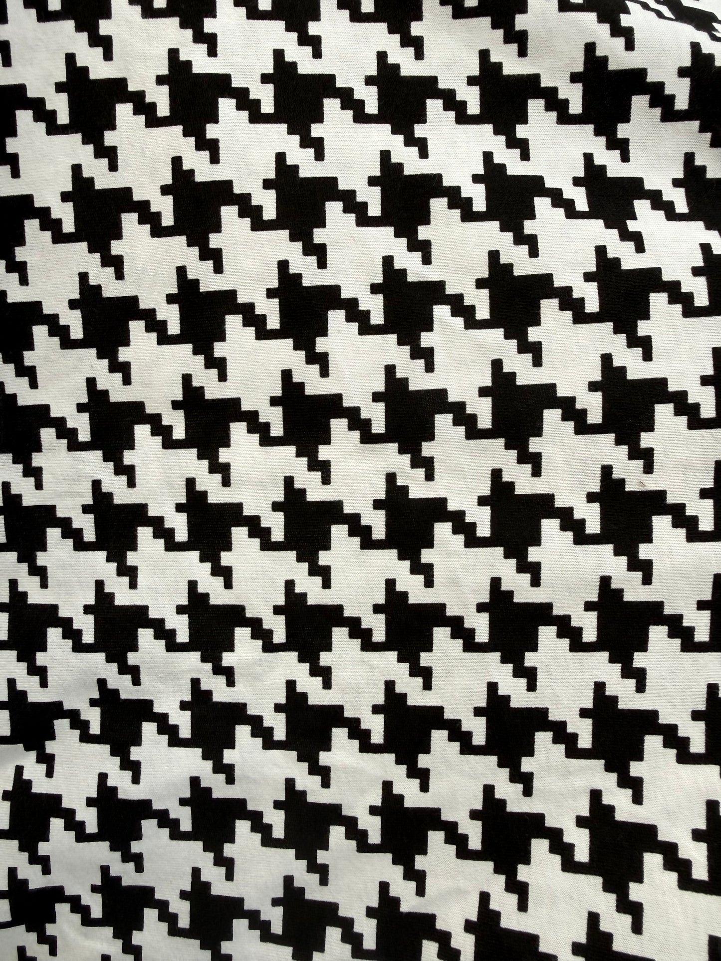 Black White Large Houndstooth Print Cotton Jersey Knit "Sweet Claire"