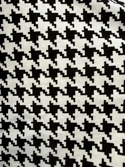 Black White Large Houndstooth Print Cotton Jersey Knit "Sweet Claire"
