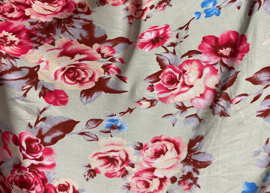 Mint Pink Roses Rayon/Spandex Jersey Print "Rosies Roses"