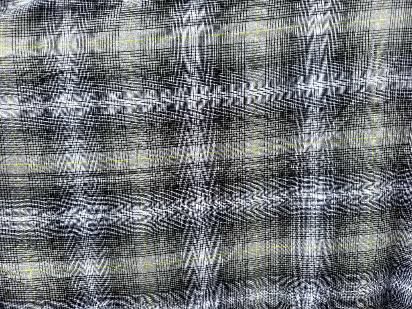 Grey Black Yellow Plaid Rayon Challis Woven ‘It's Called Attitude'