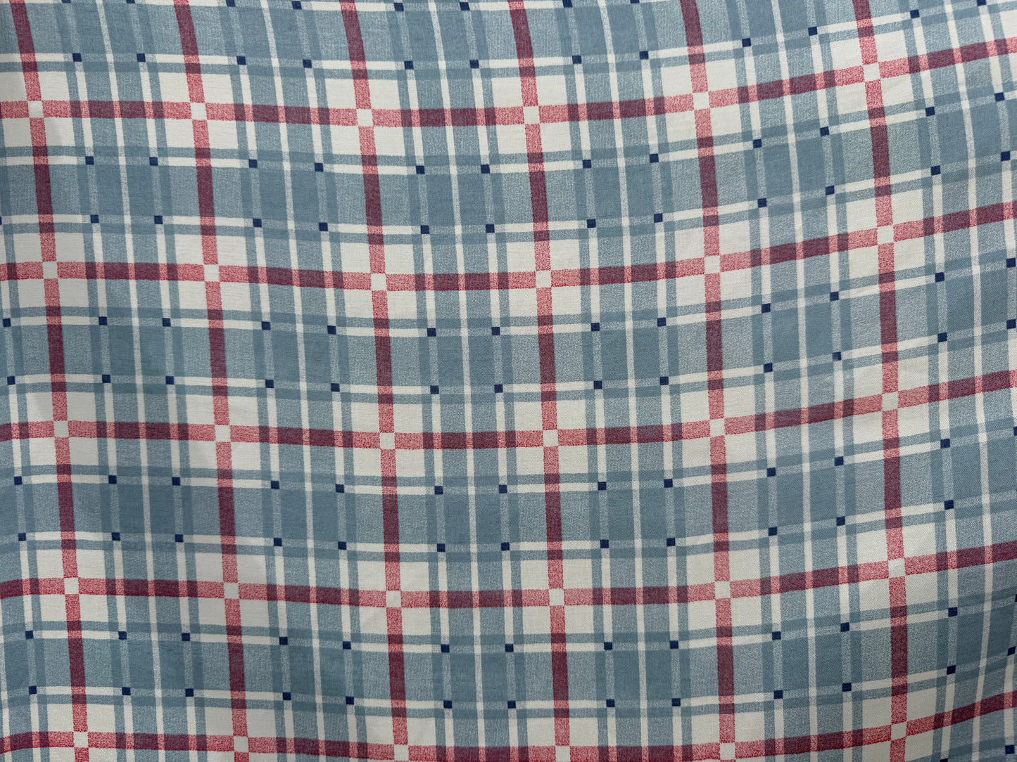 Light Blue Pink Plaid Rayon Challis Woven ‘Blue Bell'