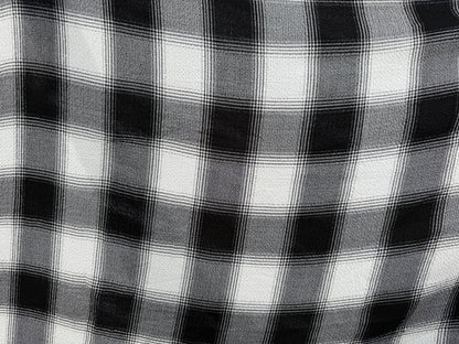 Black White Large Plaid Polyester Crepe Woven "Salt and Pepper"