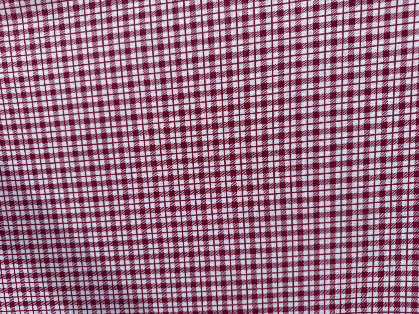 Burgundy Red White Plaid Print Cotton Spandex Jersey Knit "Pick a Berry"