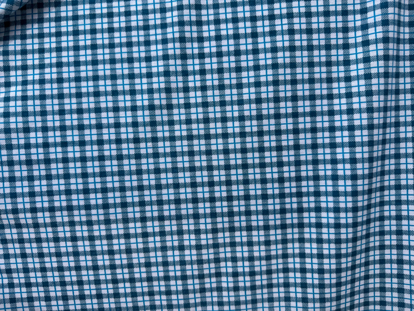 Blue White Plaid Print Cotton Spandex Jersey Knit "Pick a Blueberry"