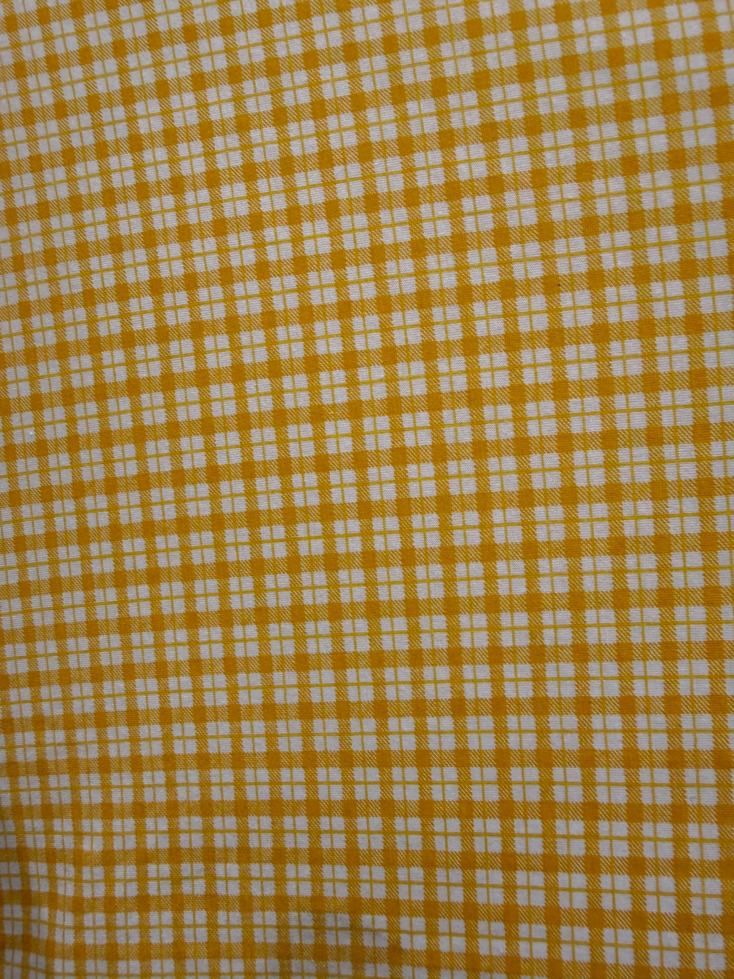 Yellow White Plaid Print Cotton Spandex Jersey Knit "Pick a Lemon"