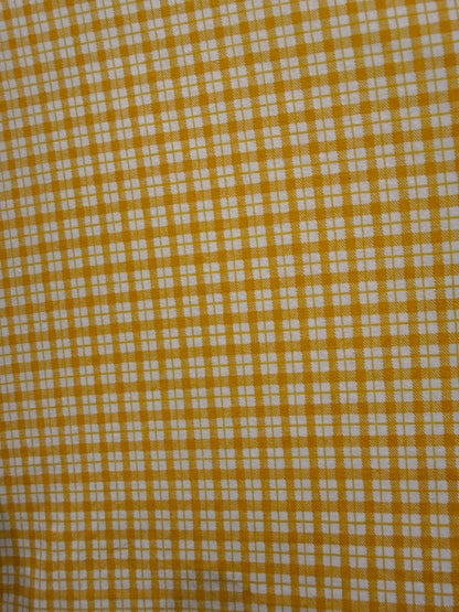 Yellow White Plaid Print Cotton Spandex Jersey Knit "Pick a Lemon"