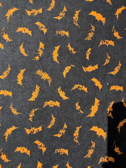 Black Orange Bat Halloween Print Quilt Cotton "Freakin' Bats"