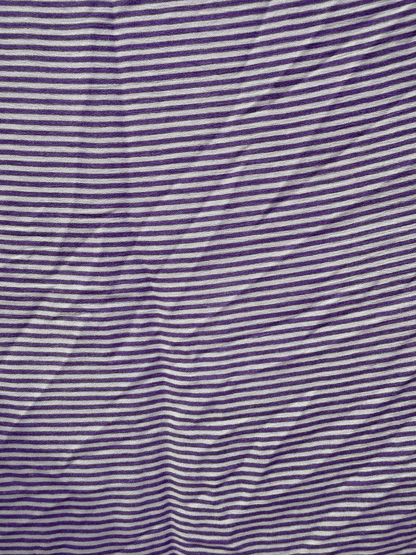 Purple White Vertical Stripe Rayon Crepe Woven "Grape-mint Stripe"