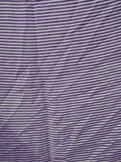 Purple White Vertical Stripe Rayon Crepe Woven "Grape-mint Stripe"