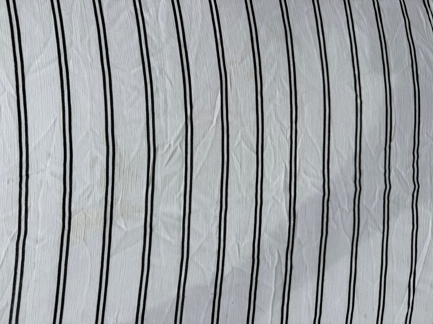 Black White Stripe Print Rayon Crepe Woven "Phone Lines"