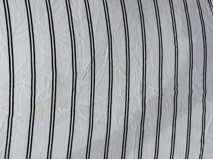 Black White Stripe Print Rayon Crepe Woven "Phone Lines"