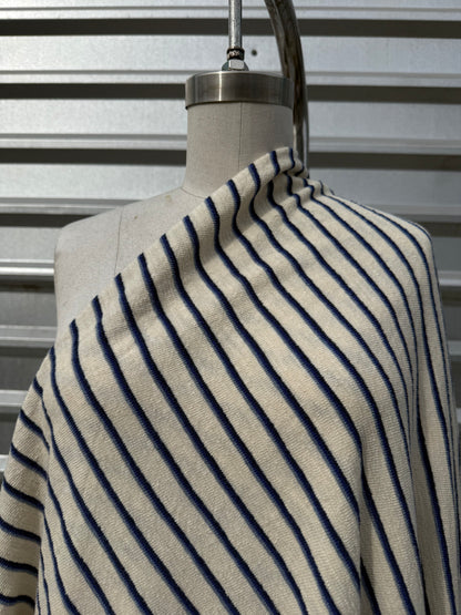 Cream Navy Stripe Reversible French Terry Knit "Piper"