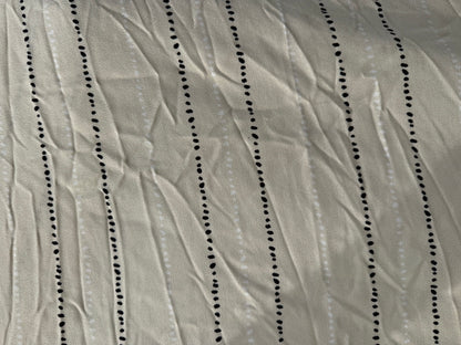 Cream Black White Dot Stripe Print Rayon Crepe Woven "Laze"