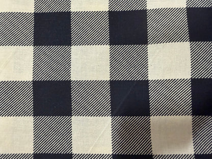 Cream Black Gingham Plaid Print Quilt Cotton "Sugar Frosting"