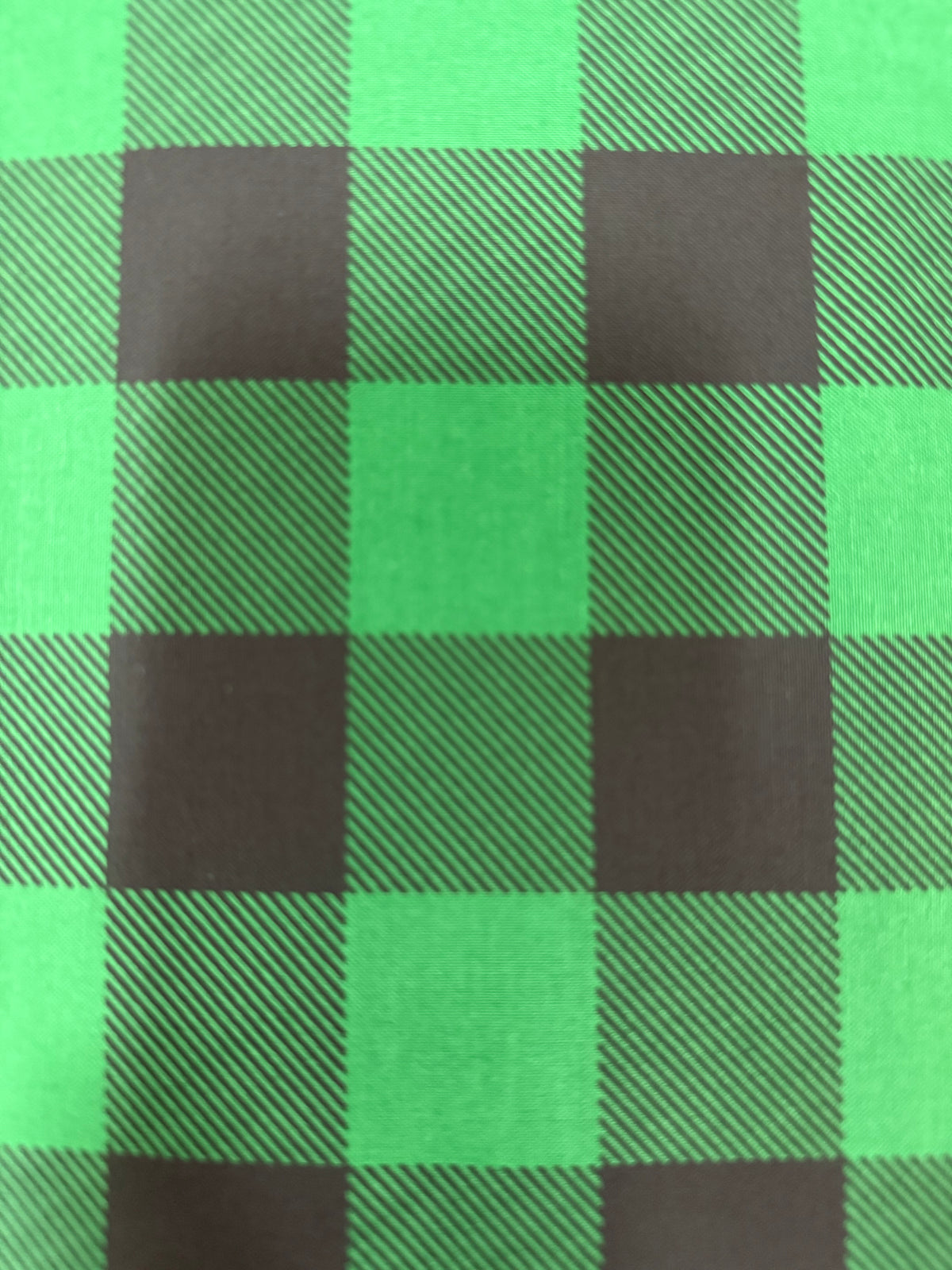 Green Black Gingham Plaid Print Quilt Cotton "Winter Mint"