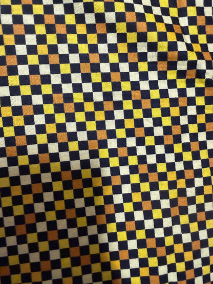 Black Yellow Squares Checker Quilt Cotton "Honey Box”