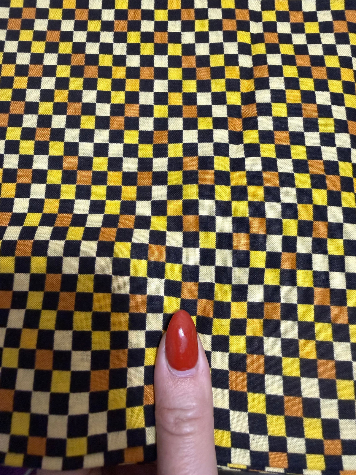 Black Yellow Squares Checker Quilt Cotton "Honey Box”