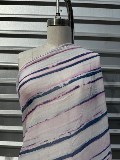 White Purple Blue Vertical Stripe  Sheer Cotton Voile " Maui Dawn"