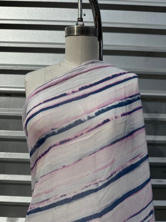 White Purple Blue Vertical Stripe  Sheer Cotton Voile " Maui Dawn"