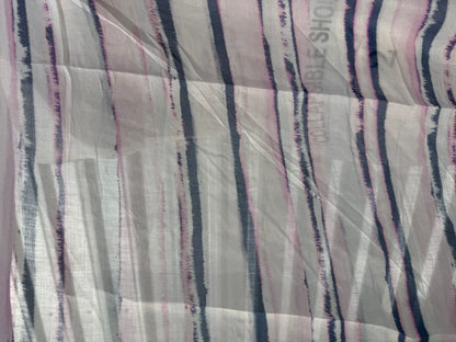White Purple Blue Vertical Stripe  Sheer Cotton Voile " Maui Dawn"