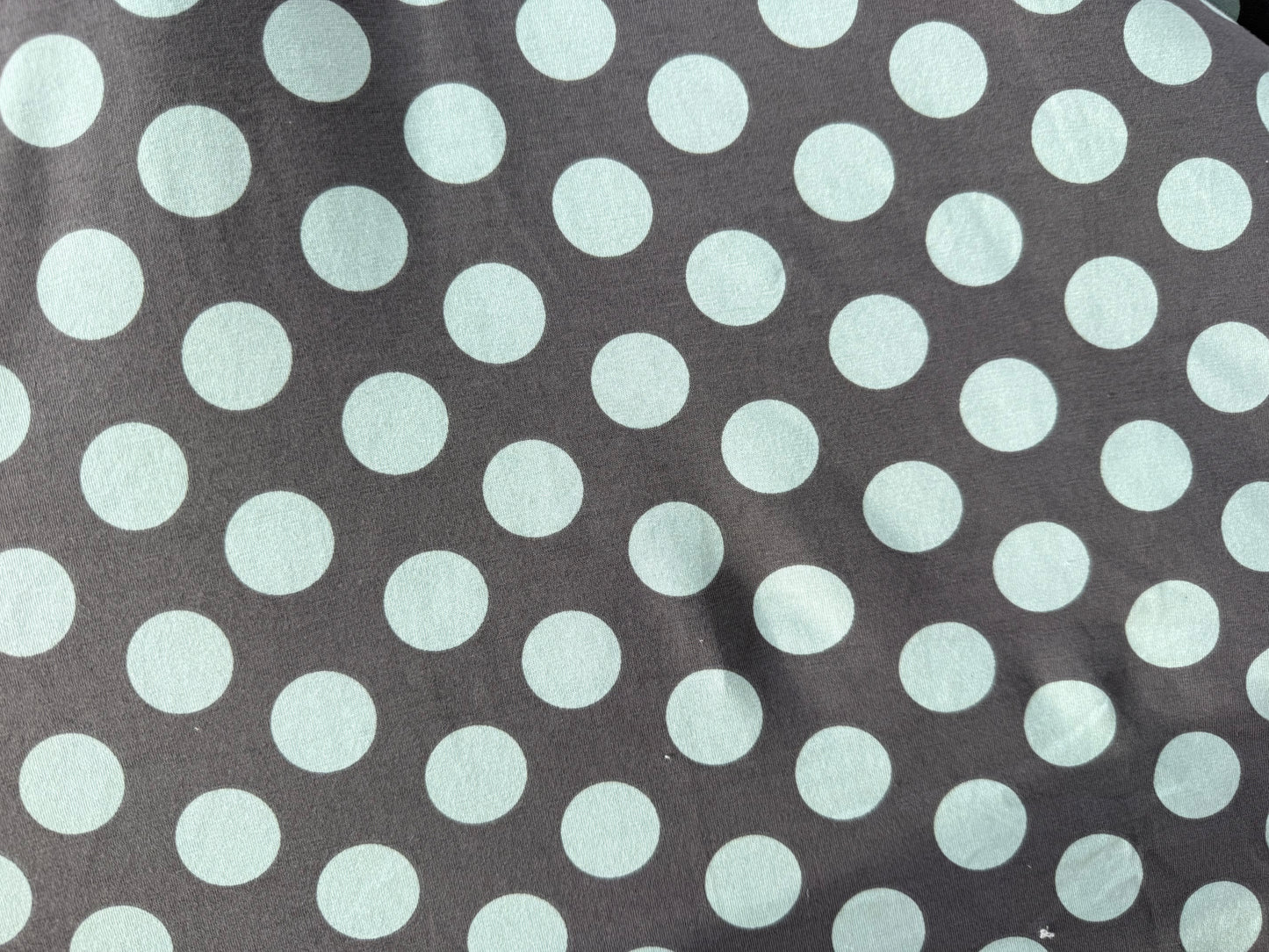 Grey Mint Green Polka Dot Print Cotton Spandex Jersey Knit "Dottie Mint"