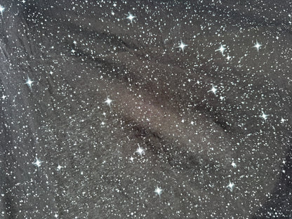 Black White Star Space Print Cotton Jersey Knit "In The Stars"