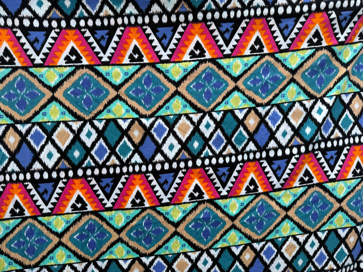Multi Color Pink Green Black Geometric Print Cotton Spandex Jersey Knit "Feeling Beachy"