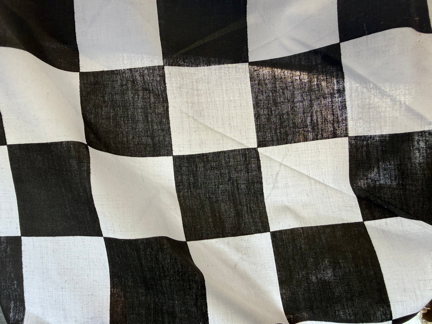Black White Checker Vintage Cotton Lightweight Poplin "Big Rod"