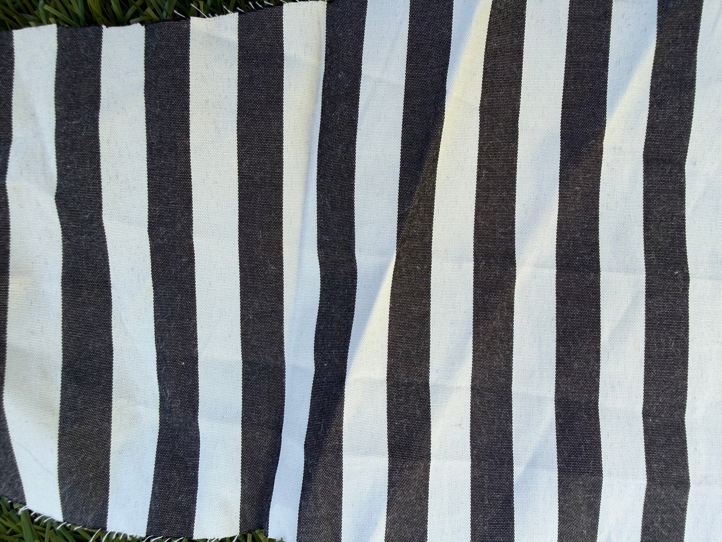 Charcoal White Stripe Cotton Polyester Poplin Woven “Lucy"