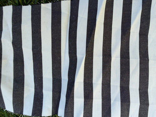 Charcoal White Stripe Cotton Polyester Poplin Woven “Lucy"