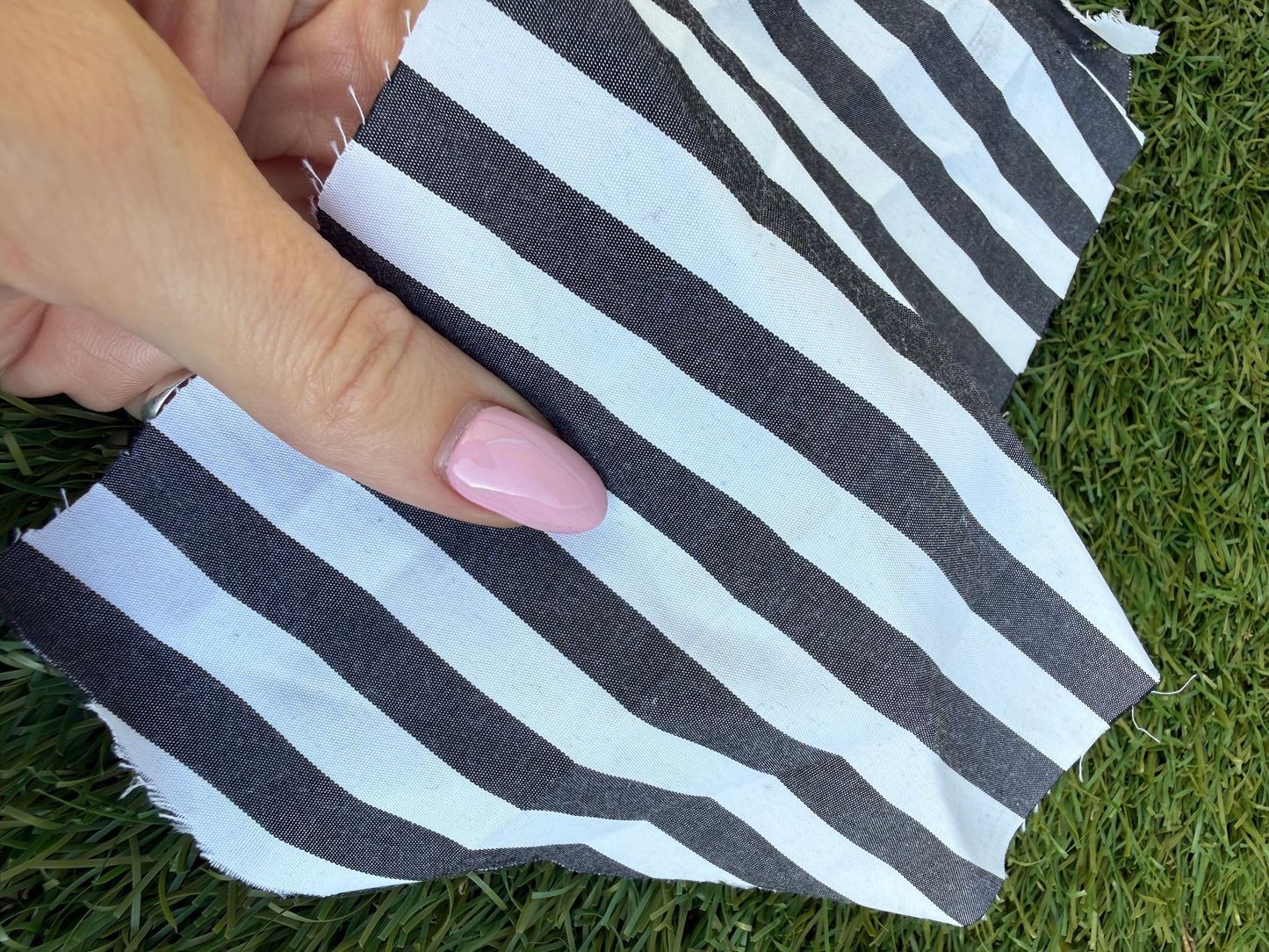 Charcoal White Stripe Cotton Polyester Poplin Woven “Lucy"