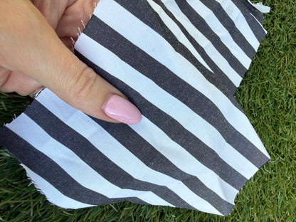 Charcoal White Stripe Cotton Polyester Poplin Woven “Lucy"