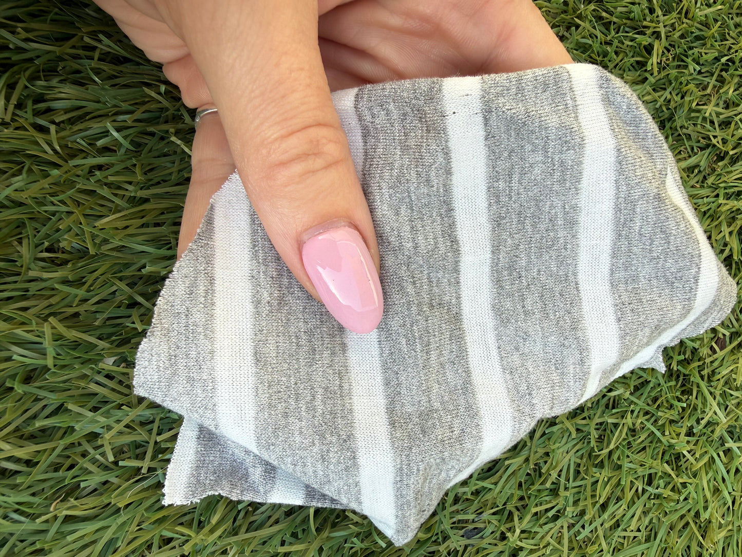 Grey White Stripe Rayon Spandex Jersey "Roy"