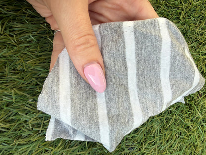 Grey White Stripe Rayon Spandex Jersey "Roy"