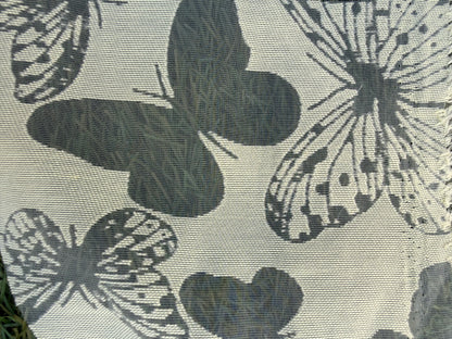 Light Yellow Butterfly Sheer Organza Burnout Polyester Woven "Mellow Romance"