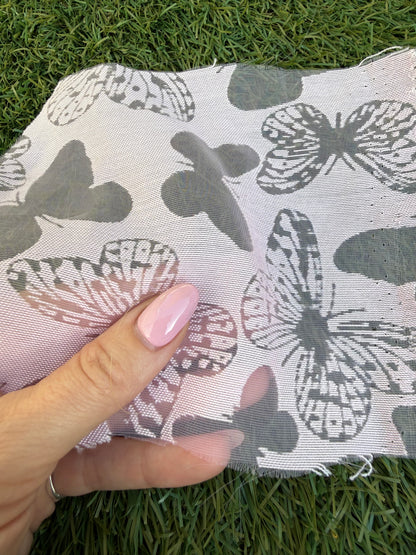 Light Pink Butterfly Sheer Organza Burnout Polyester Woven "Sweet Romance"