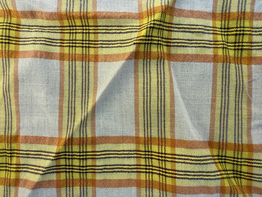Yellow Orange Plaid Cotton Voile Shirting Woven "Corn Field"