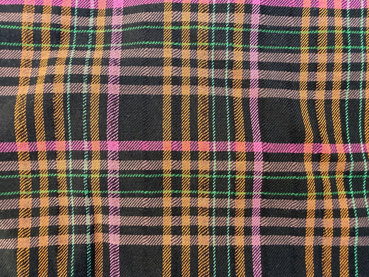 Black Pink Orange Plaid Cotton Woven "Mosh Skirt"
