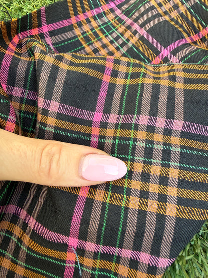 Black Pink Orange Plaid Cotton Woven "Mosh Skirt"