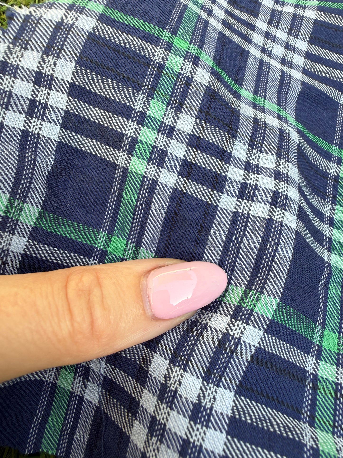 Green White Blue Plaid Cotton Poplin Shirting Texture Woven "Classic Taylor"