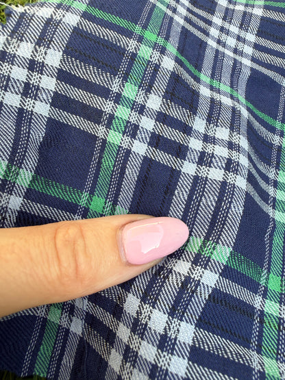 Green White Blue Plaid Cotton Poplin Shirting Texture Woven "Classic Taylor"