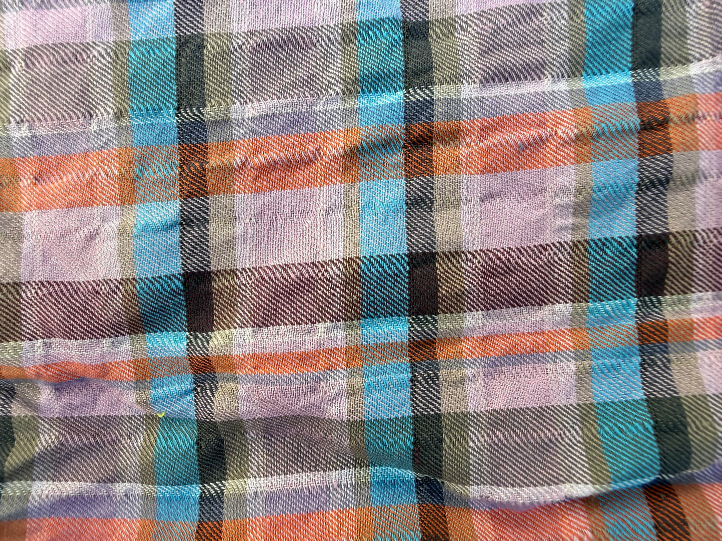 Purple Orange Blue Plaid Cotton Seersucker Texture Woven "Purple Valentine"