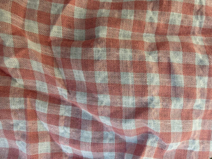 White Pink Gingham Plaid Cotton Voile Woven "Pinky Promise"