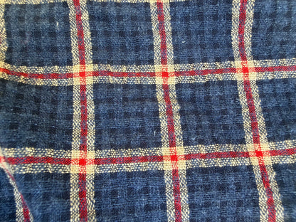 Navy Blue Gold Red Plaid Cotton Woven "Ralphie"