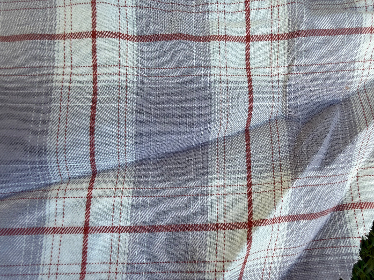 Grey White Red Plaid Cotton Poplin Woven "Sloan Harvest"