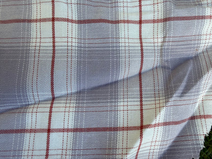 Grey White Red Plaid Cotton Poplin Woven "Sloan Harvest"