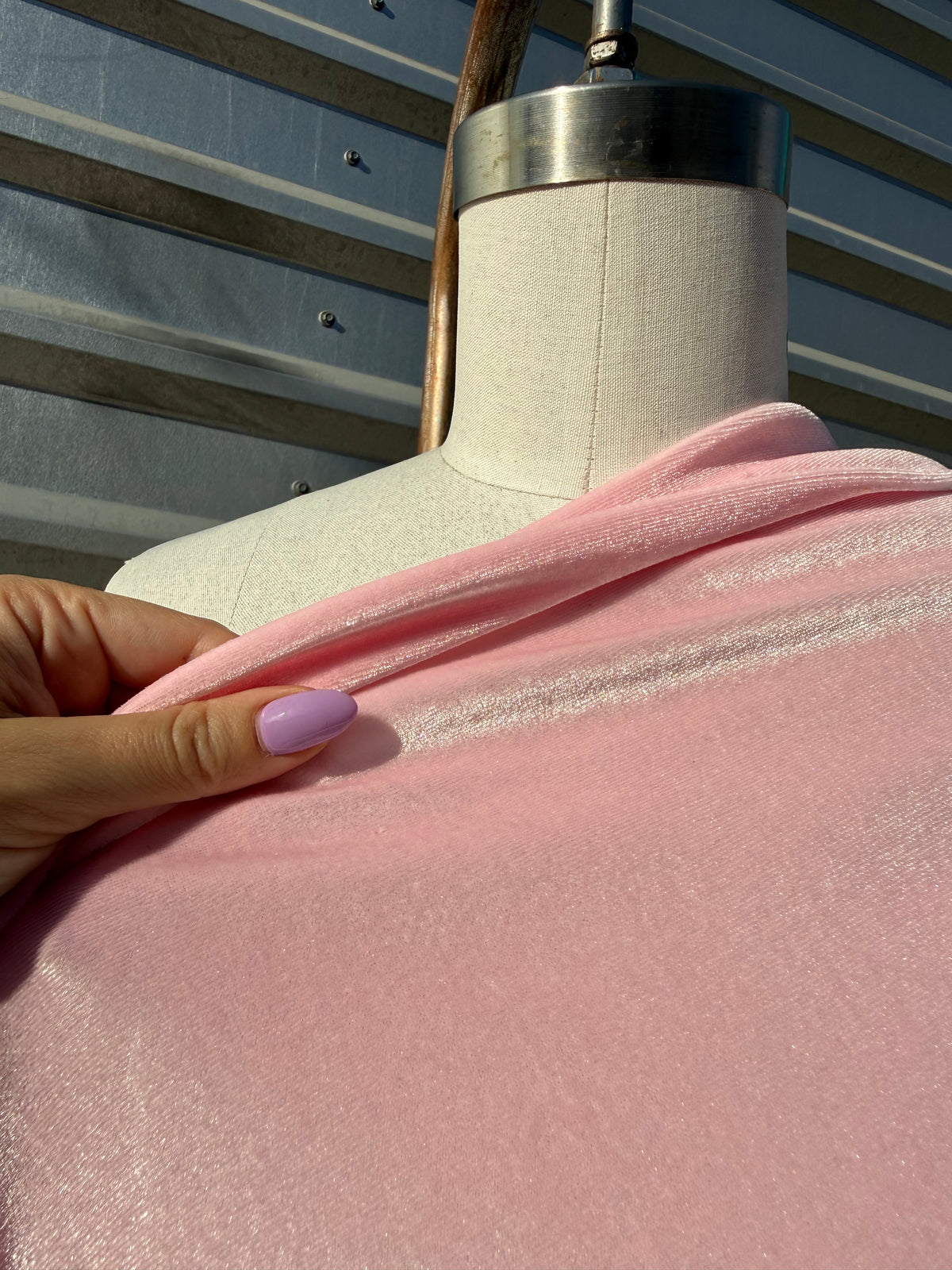 Light Pink Polyester Spandex Stretch Velvet Knit "Love Songs”